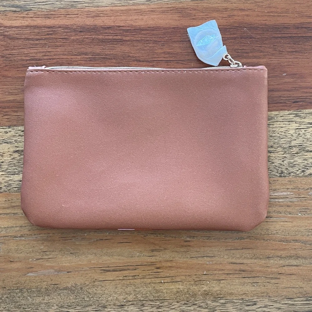 Ipsy Stylish Tan Clutch with Multicolor Stripes